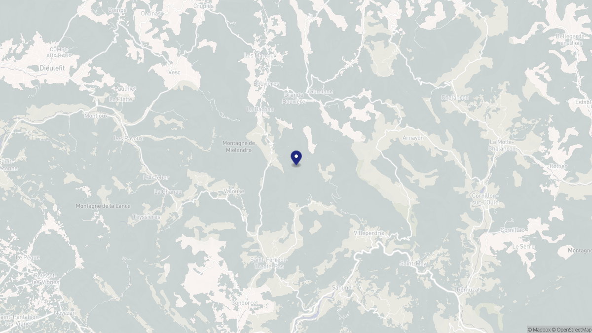 Aperçu cartographique de Chaudebonne, centré sur la commune