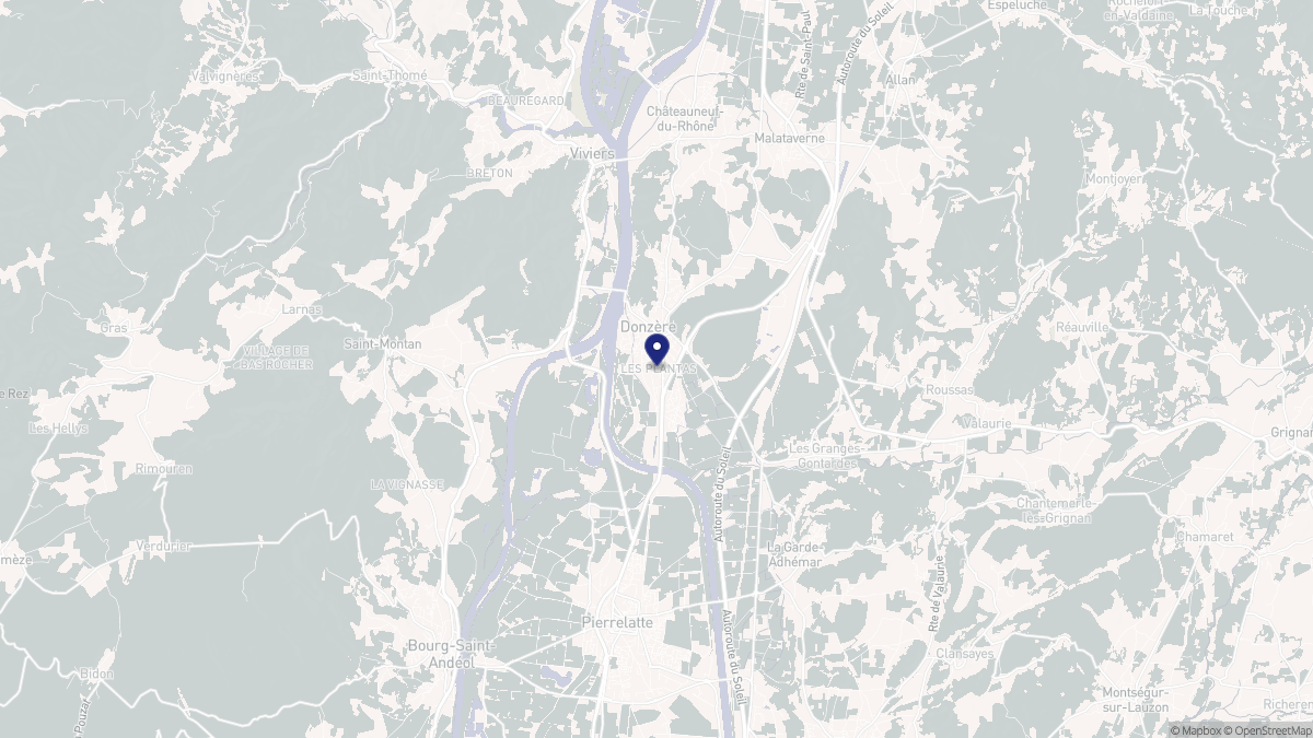 Aperçu cartographique de Donzère, centré sur la commune