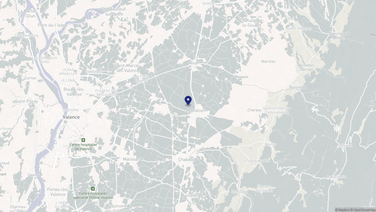 Aperçu cartographique de Montélier, centré sur la commune