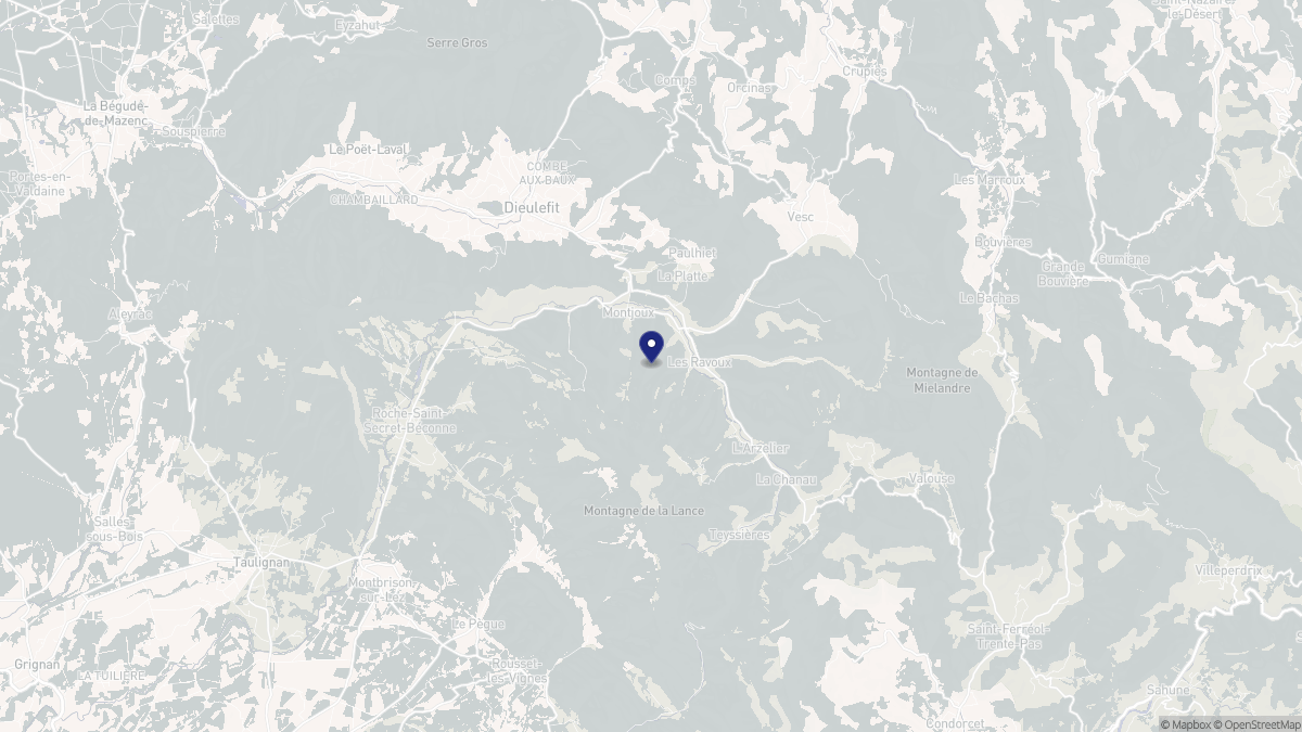Aperçu cartographique de Montjoux, centré sur la commune