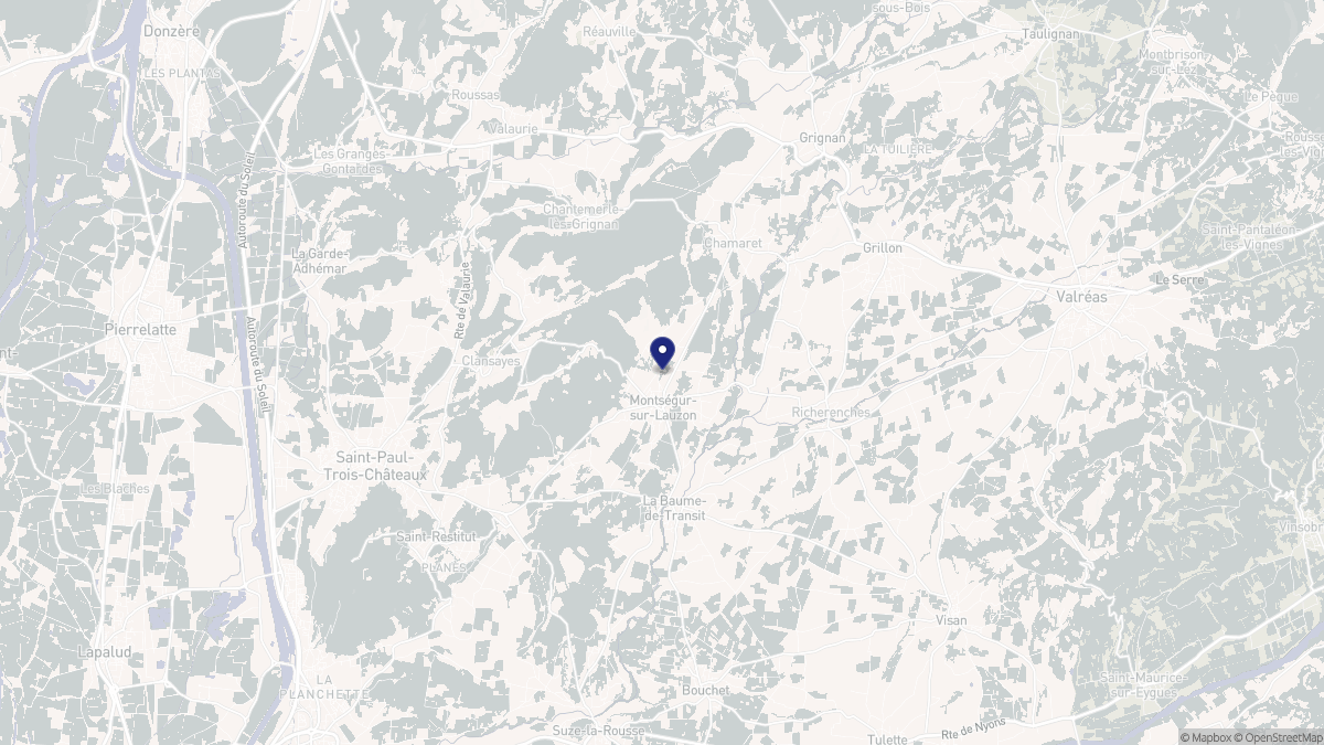 Aperçu cartographique de Montségur-sur-Lauzon, centré sur la commune