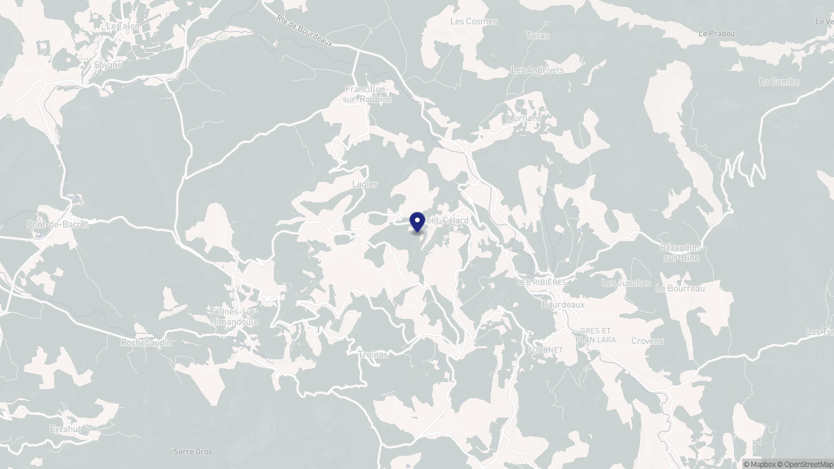Aperçu cartographique de Le Poët-Célard, centré sur la commune