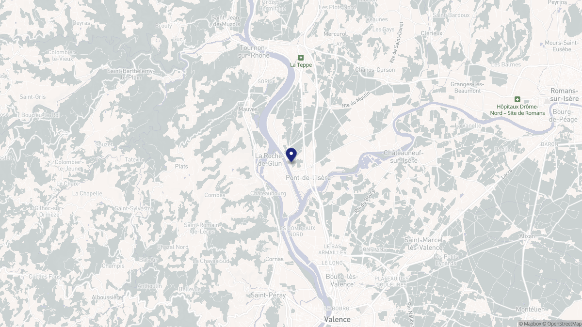 Aperçu cartographique de La Roche-de-Glun, centré sur la commune