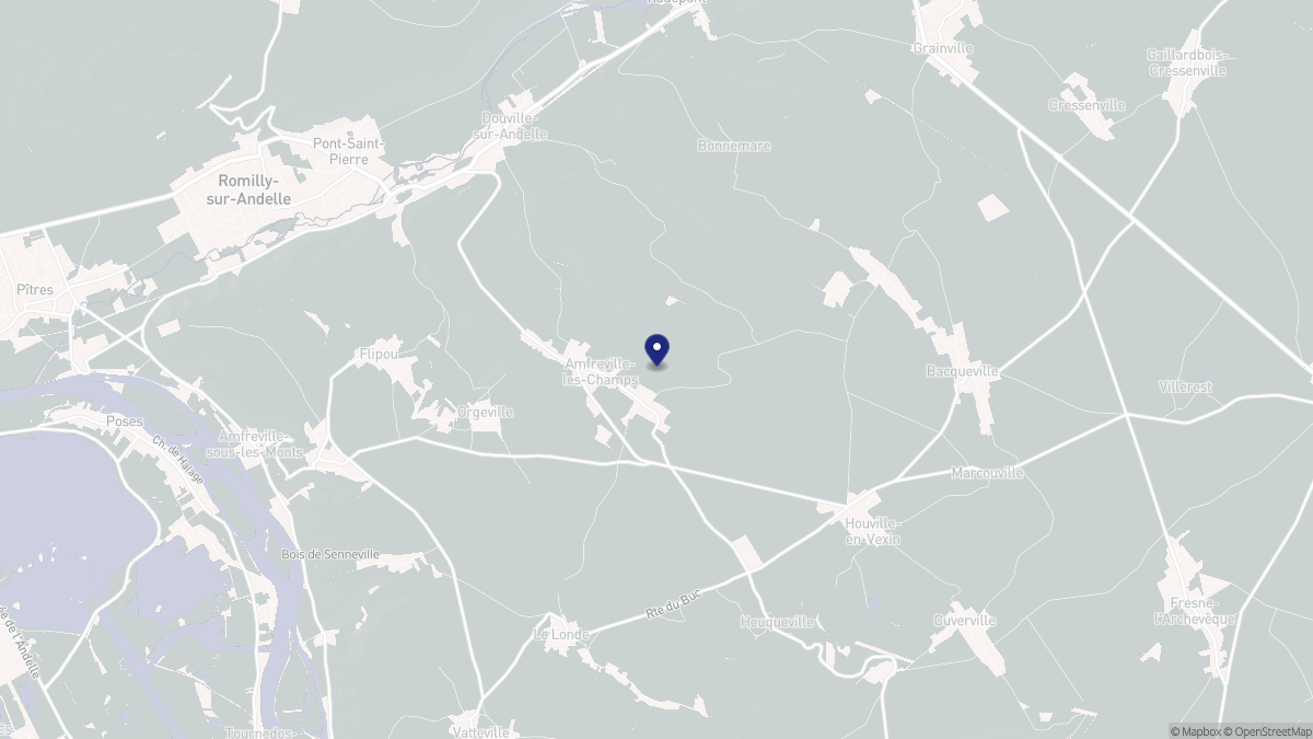 Aperçu cartographique de Amfreville-les-Champs, centré sur la commune