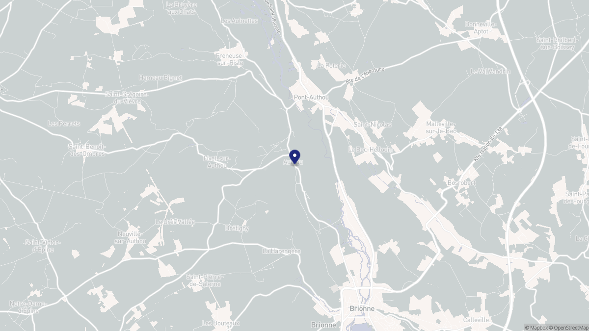 Aperçu cartographique de Authou, centré sur la commune