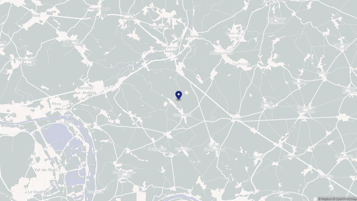 Aperçu cartographique de Bacqueville, centré sur la commune