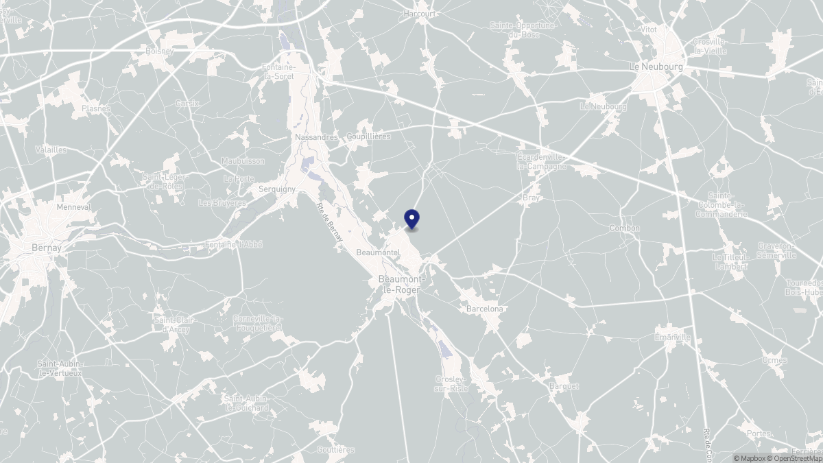 Aperçu cartographique de Beaumontel, centré sur la commune