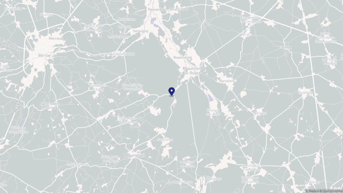 Aperçu cartographique de Beaumont-le-Roger, centré sur la commune
