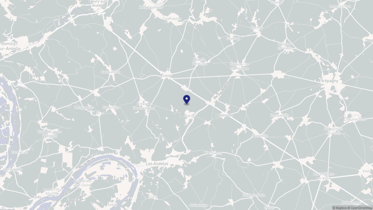 Aperçu cartographique de Frenelles-en-Vexin, centré sur la commune