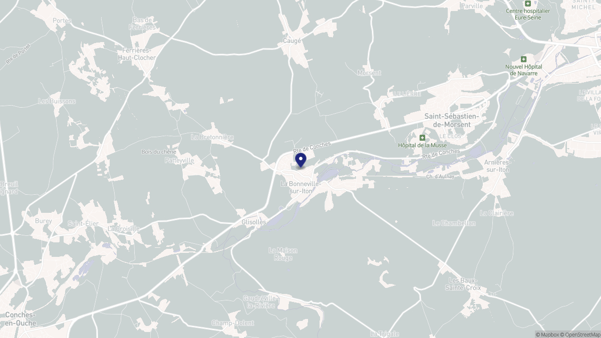 Aperçu cartographique de La Bonneville-sur-Iton, centré sur la commune