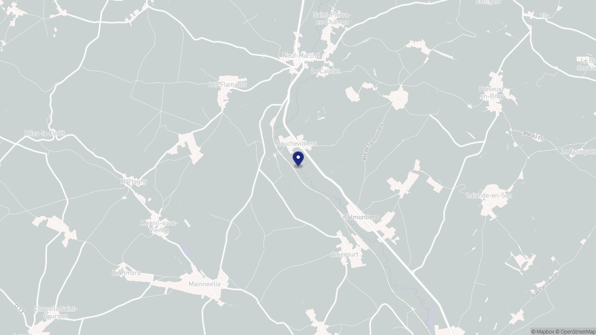 Aperçu cartographique de Bouchevilliers, centré sur la commune