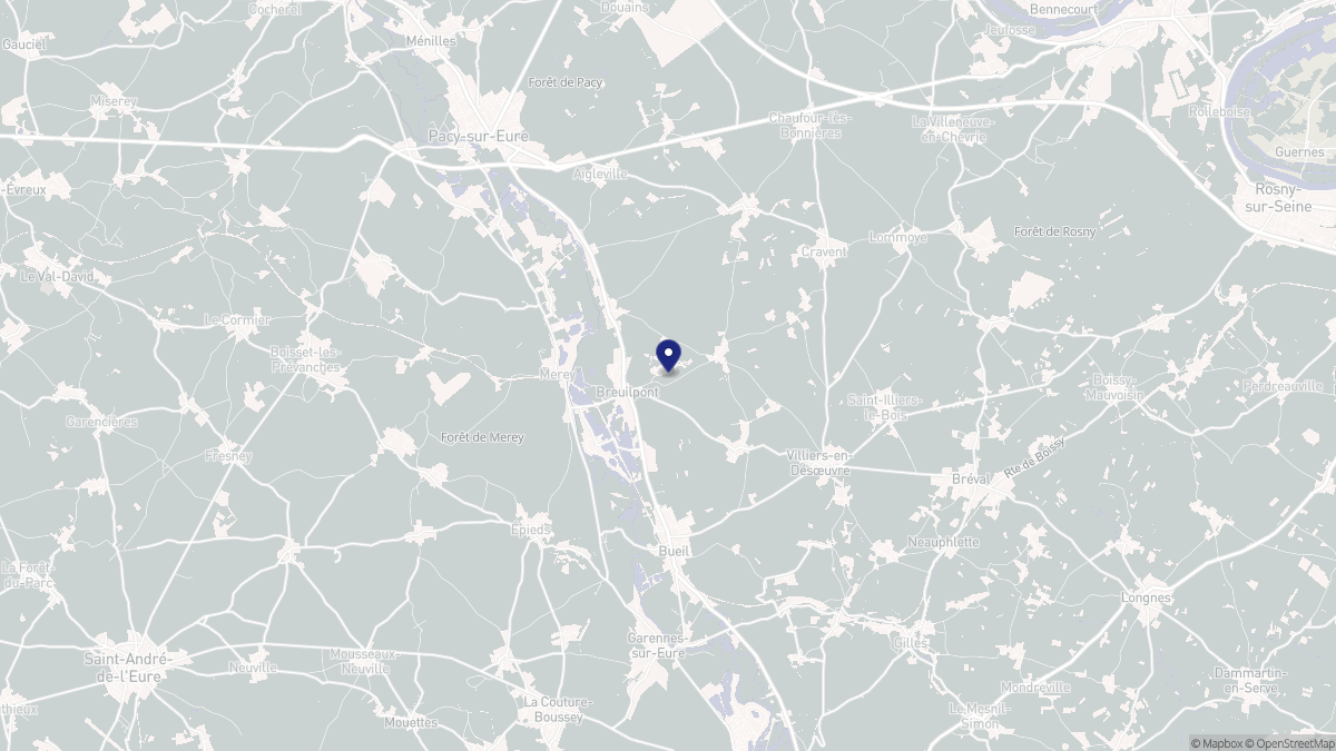 Aperçu cartographique de Breuilpont, centré sur la commune