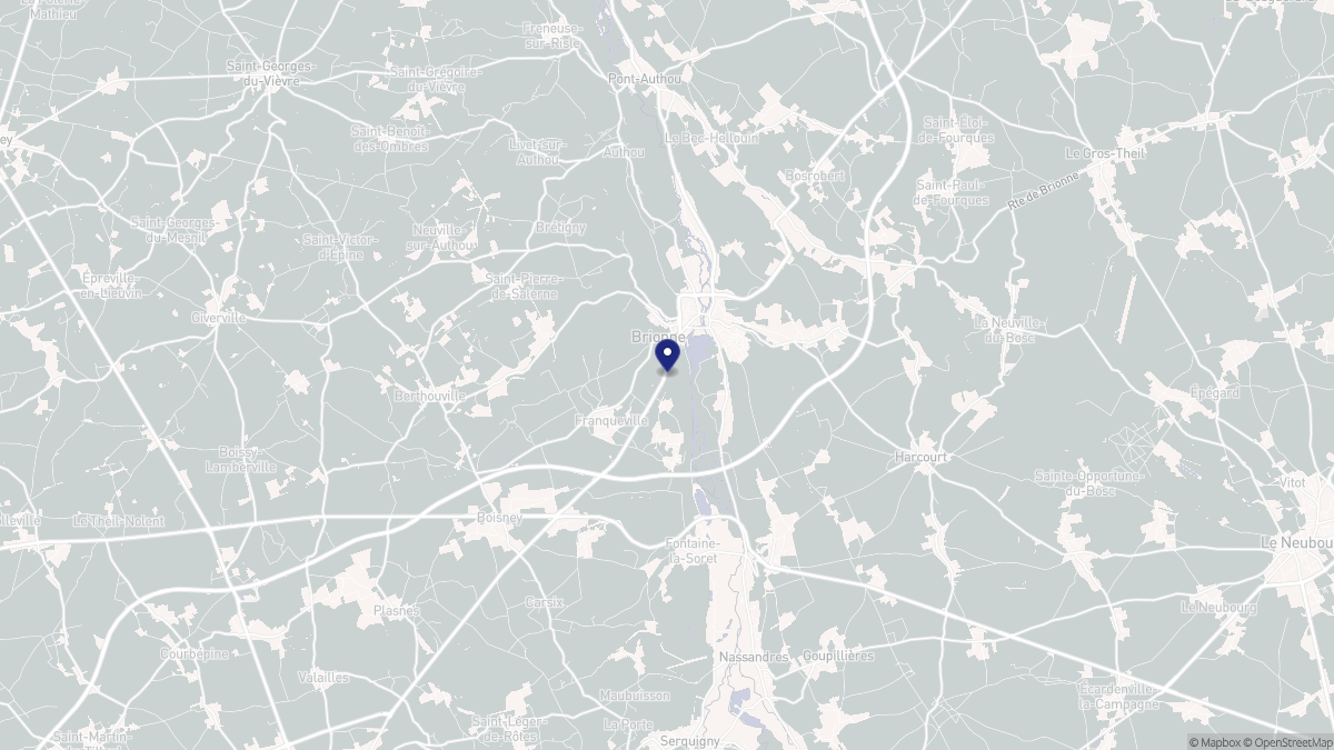 Aperçu cartographique de Brionne, centré sur la commune