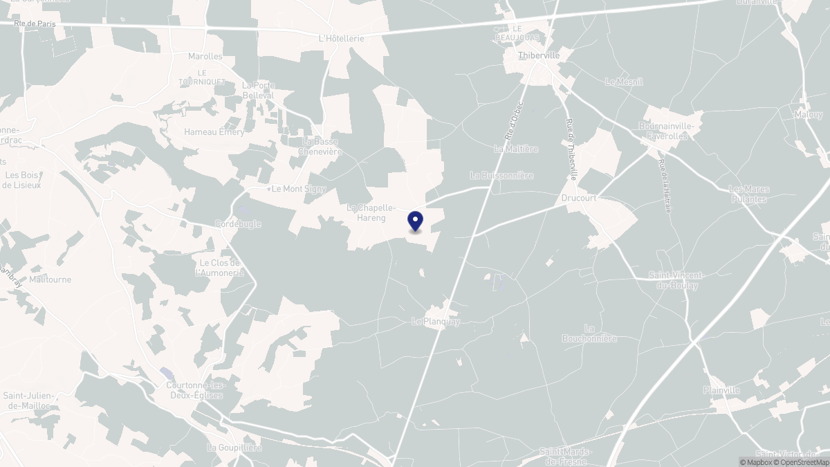 Aperçu cartographique de La Chapelle-Hareng, centré sur la commune