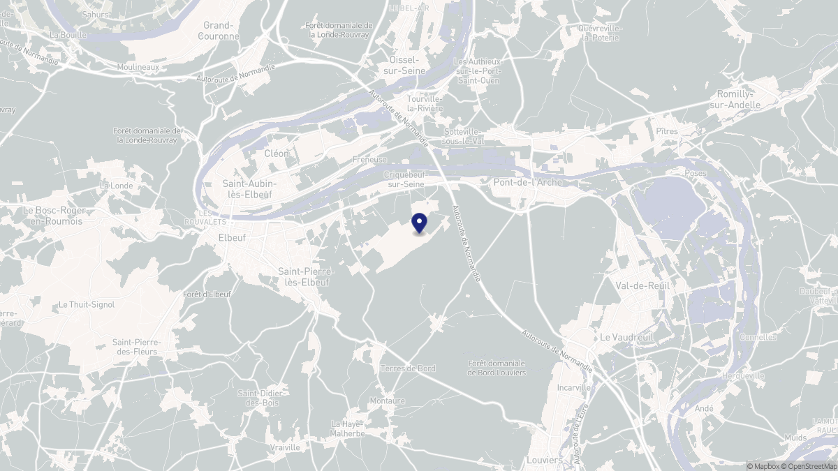 Aperçu cartographique de Criquebeuf-sur-Seine, centré sur la commune