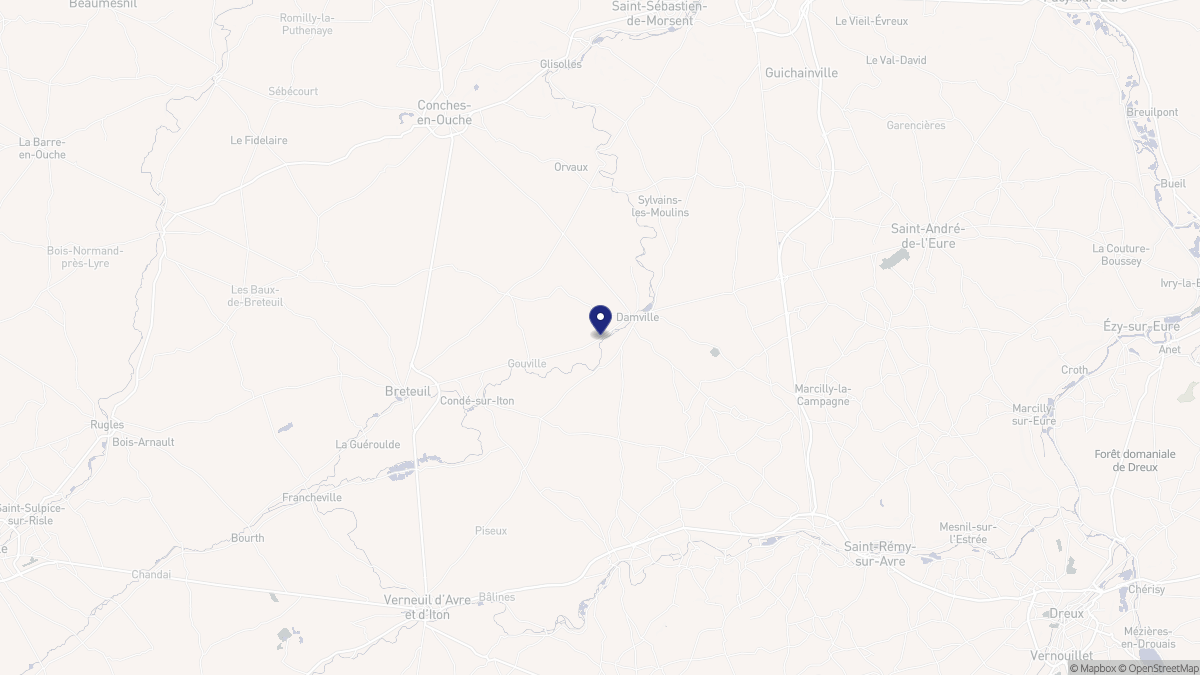 Aperçu cartographique de Mesnils-sur-Iton, centré sur la commune