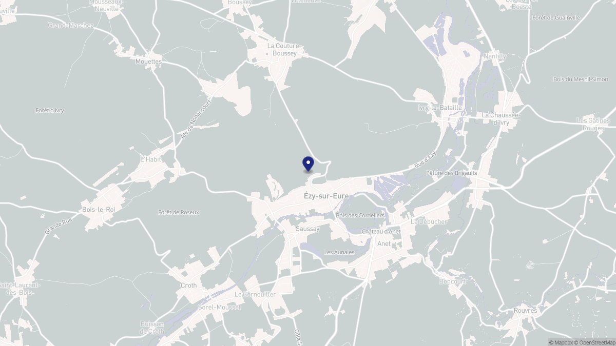 Aperçu cartographique de Ézy-sur-Eure, centré sur la commune