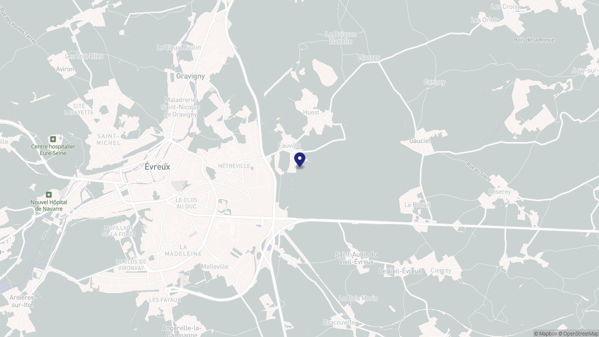Aperçu cartographique de Fauville, centré sur la commune