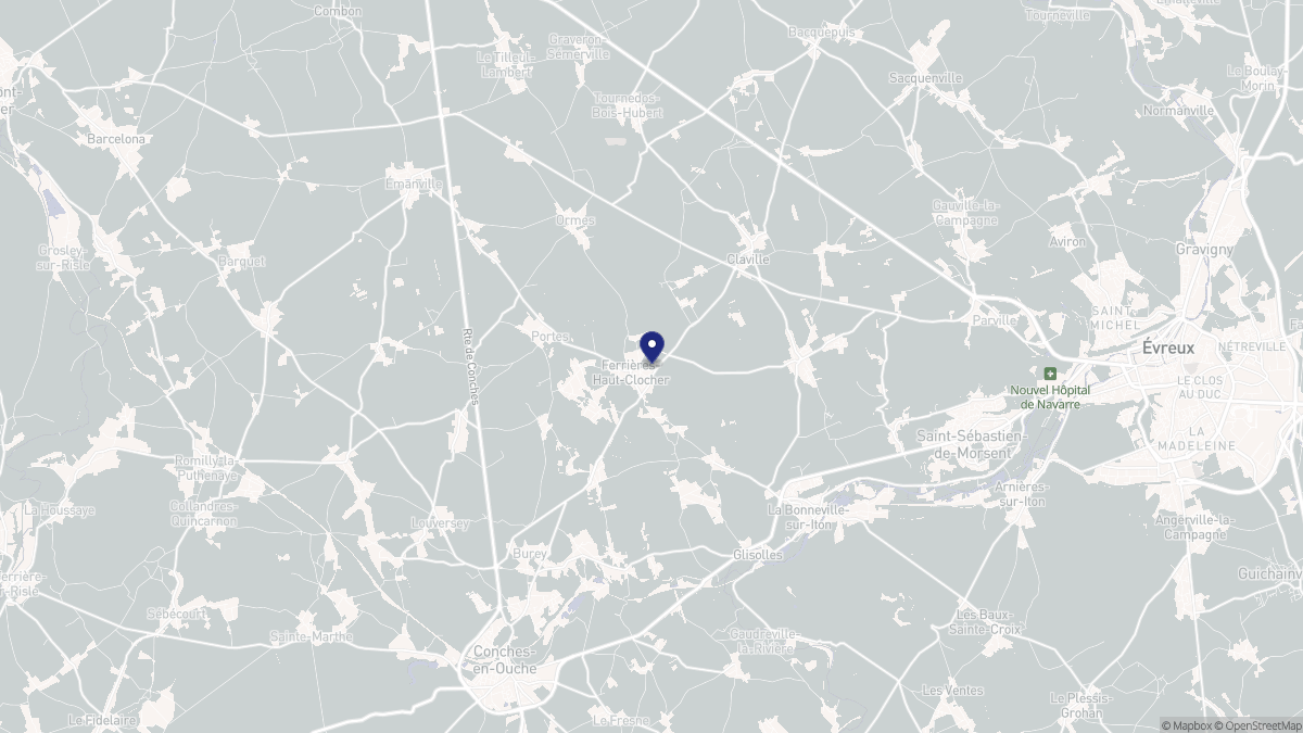 Aperçu cartographique de Ferrières-Haut-Clocher, centré sur la commune