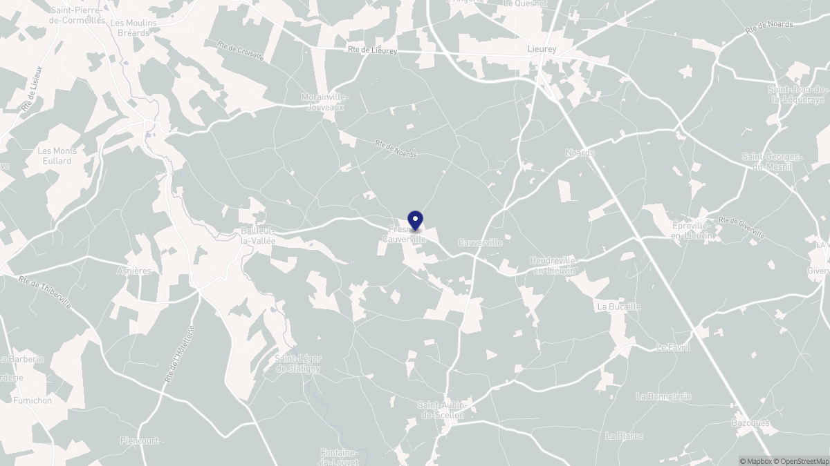Aperçu cartographique de Fresne-Cauverville, centré sur la commune