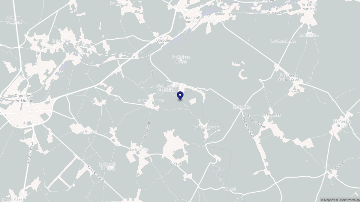 Aperçu cartographique de Gaudreville-la-Rivière, centré sur la commune