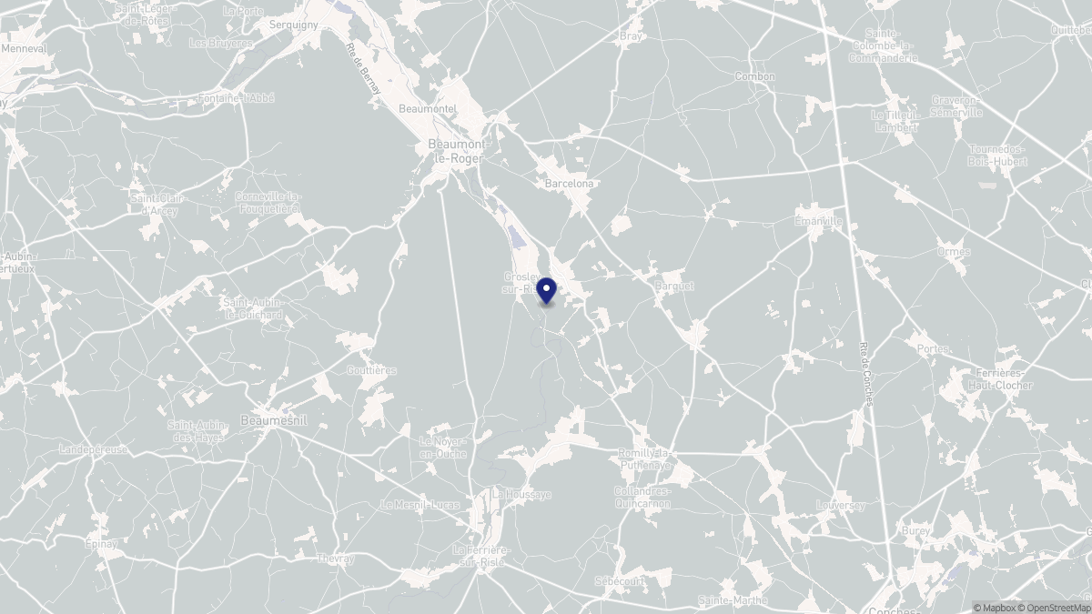Aperçu cartographique de Grosley-sur-Risle, centré sur la commune