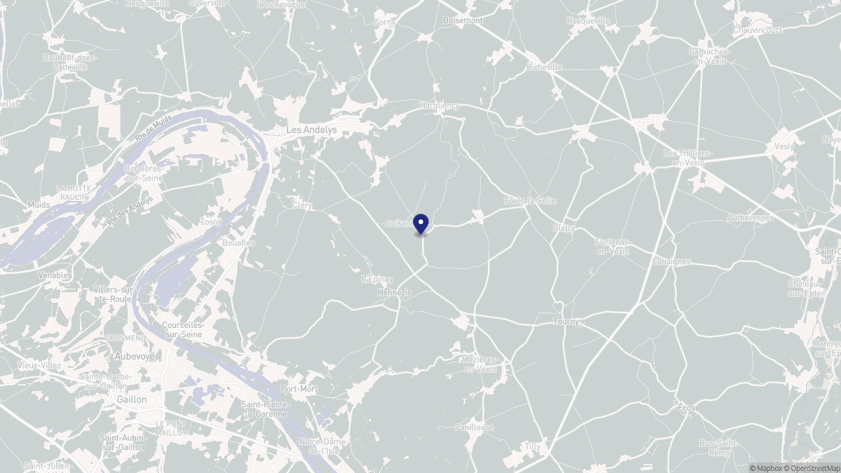 Aperçu cartographique de Guiseniers, centré sur la commune