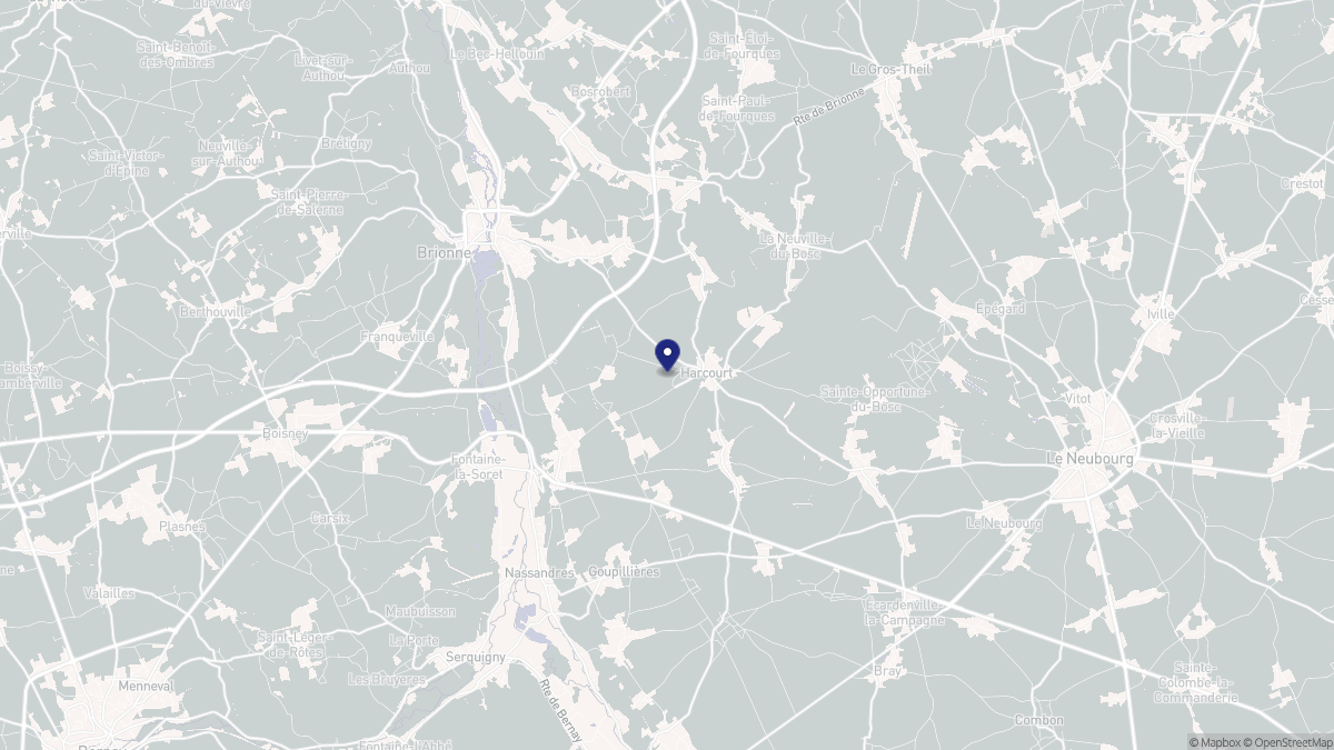 Aperçu cartographique de Harcourt, centré sur la commune