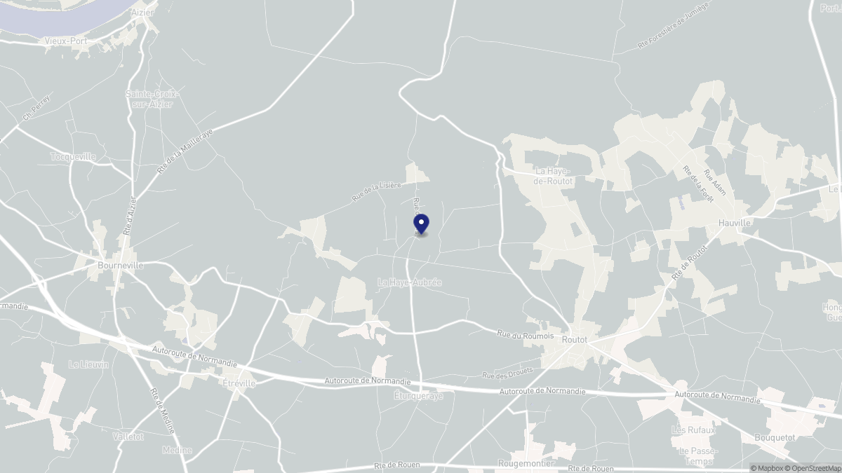 Aperçu cartographique de La Haye-Aubrée, centré sur la commune