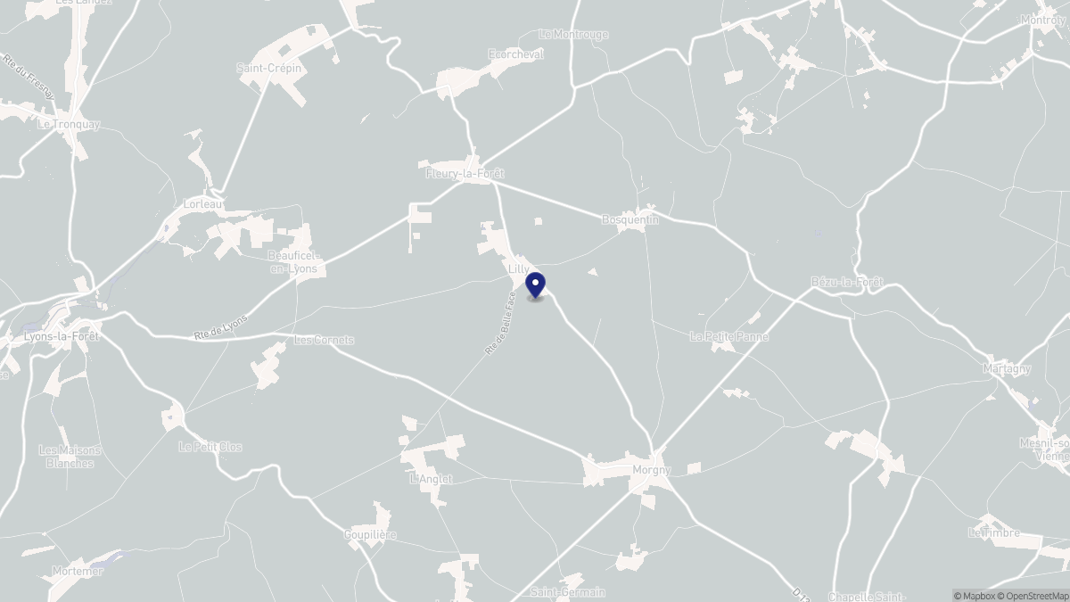 Aperçu cartographique de Lilly, centré sur la commune