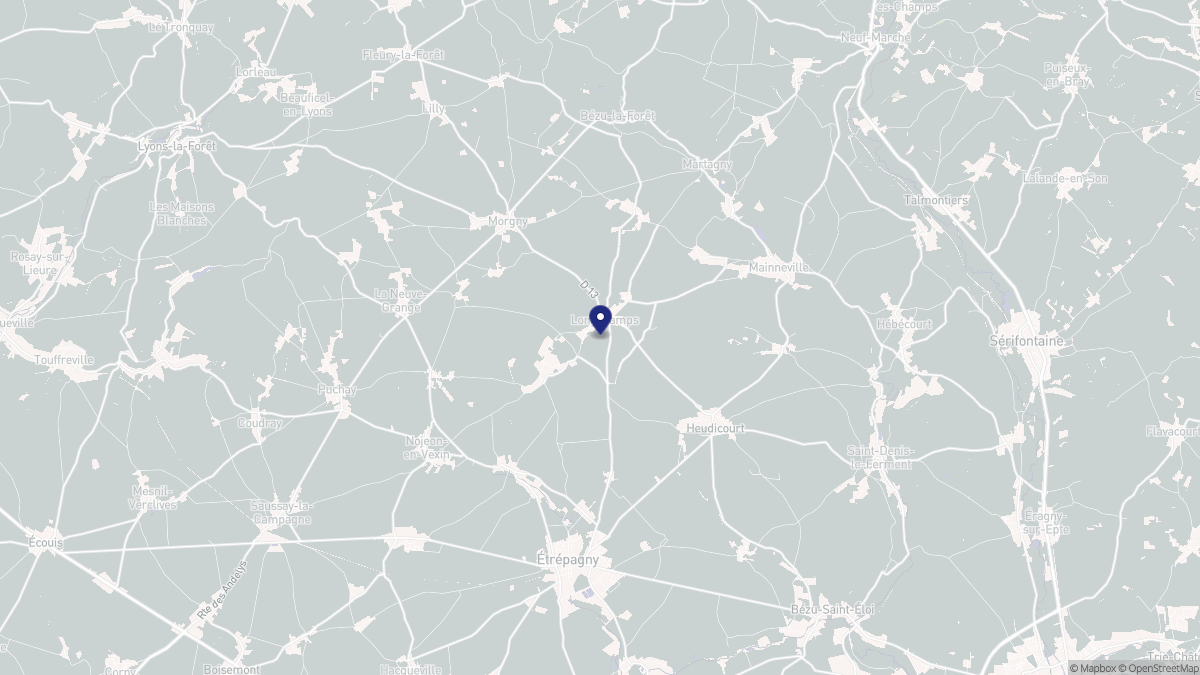 Aperçu cartographique de Longchamps, centré sur la commune