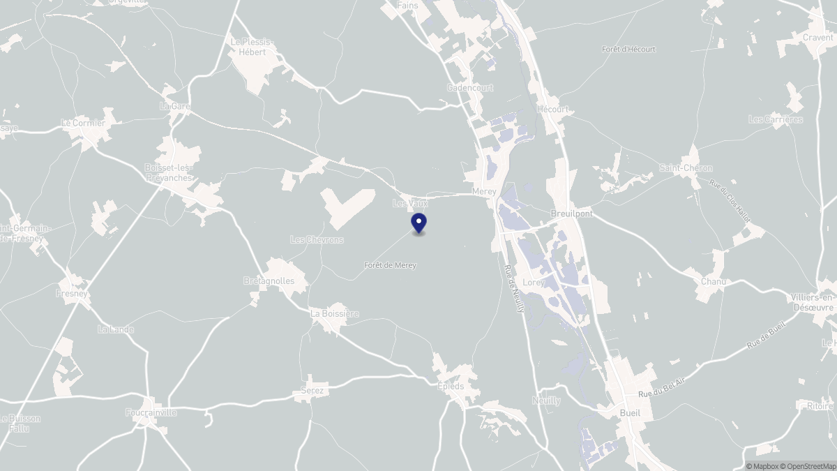 Aperçu cartographique de Merey, centré sur la commune