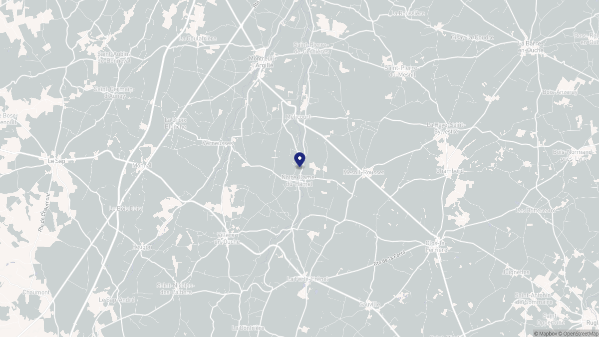 Aperçu cartographique de Notre-Dame-du-Hamel, centré sur la commune