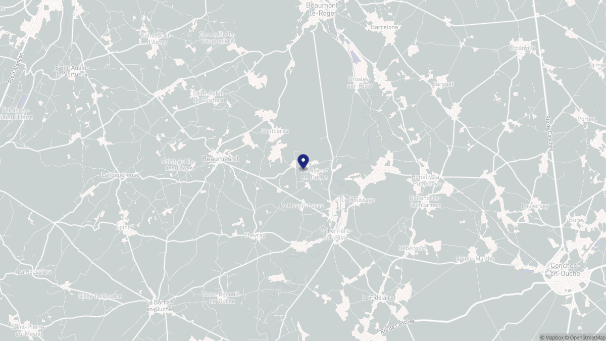 Aperçu cartographique de Le Noyer-en-Ouche, centré sur la commune