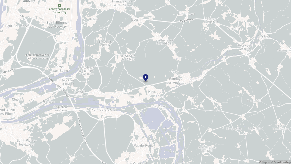 Aperçu cartographique de Pîtres, centré sur la commune
