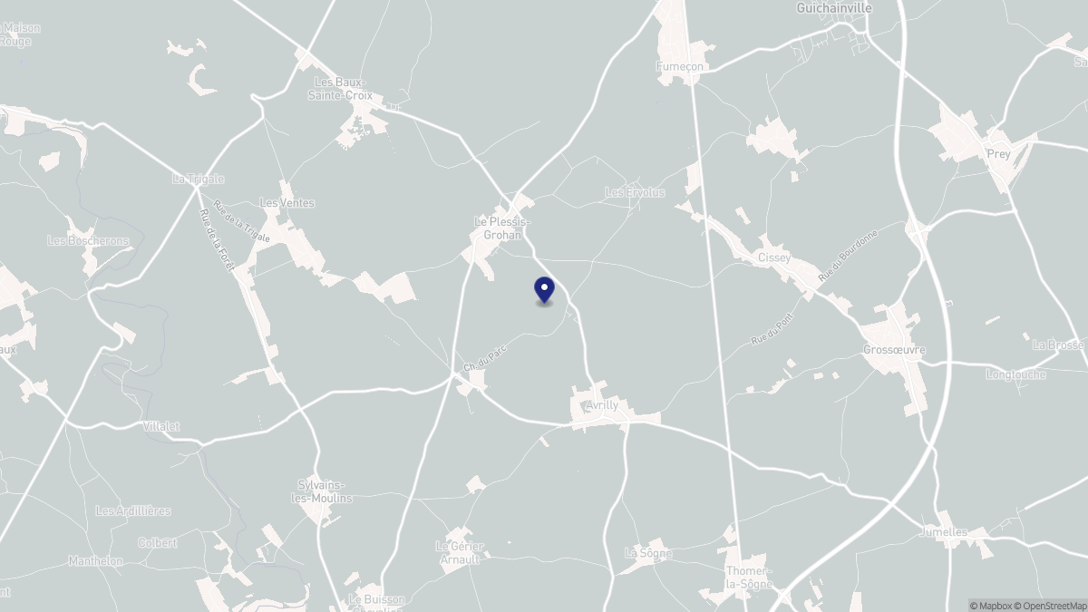 Aperçu cartographique de Le Plessis-Grohan, centré sur la commune