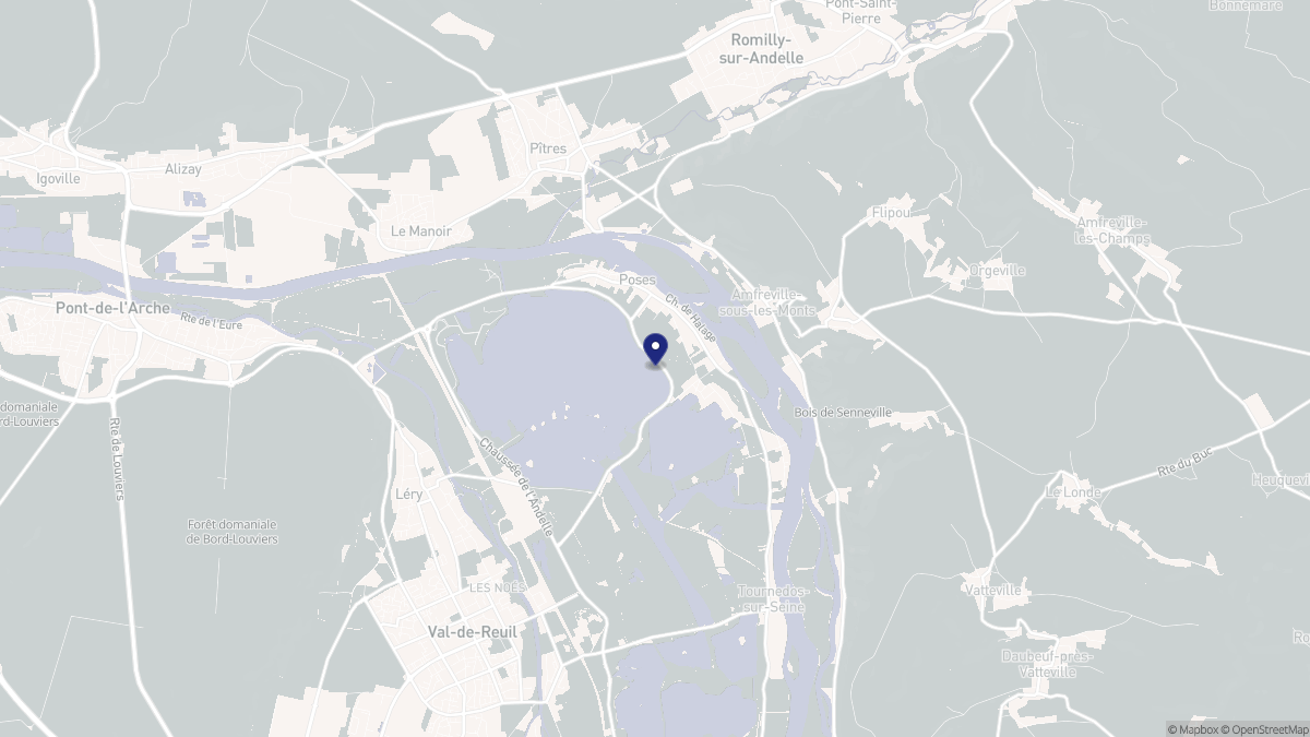 Aperçu cartographique de Poses, centré sur la commune