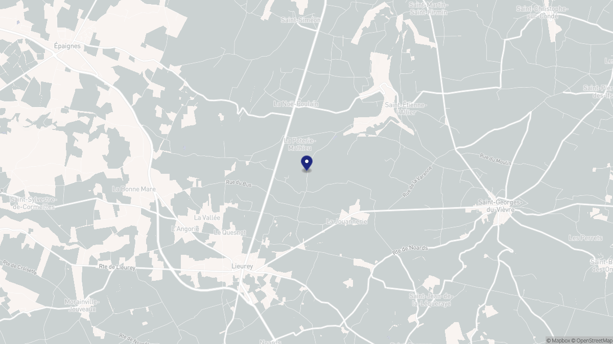 Aperçu cartographique de La Poterie-Mathieu, centré sur la commune