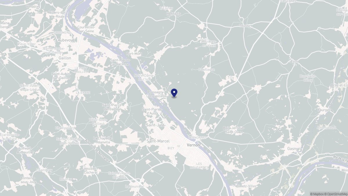 Aperçu cartographique de Pressagny-l'Orgueilleux, centré sur la commune