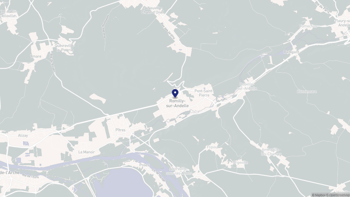 Aperçu cartographique de Romilly-sur-Andelle, centré sur la commune