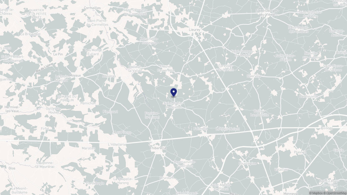 Aperçu cartographique de Saint-Aubin-de-Scellon, centré sur la commune