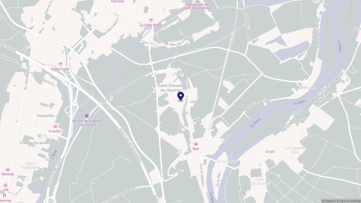 Aperçu cartographique de Saint-Étienne-du-Vauvray, centré sur la commune