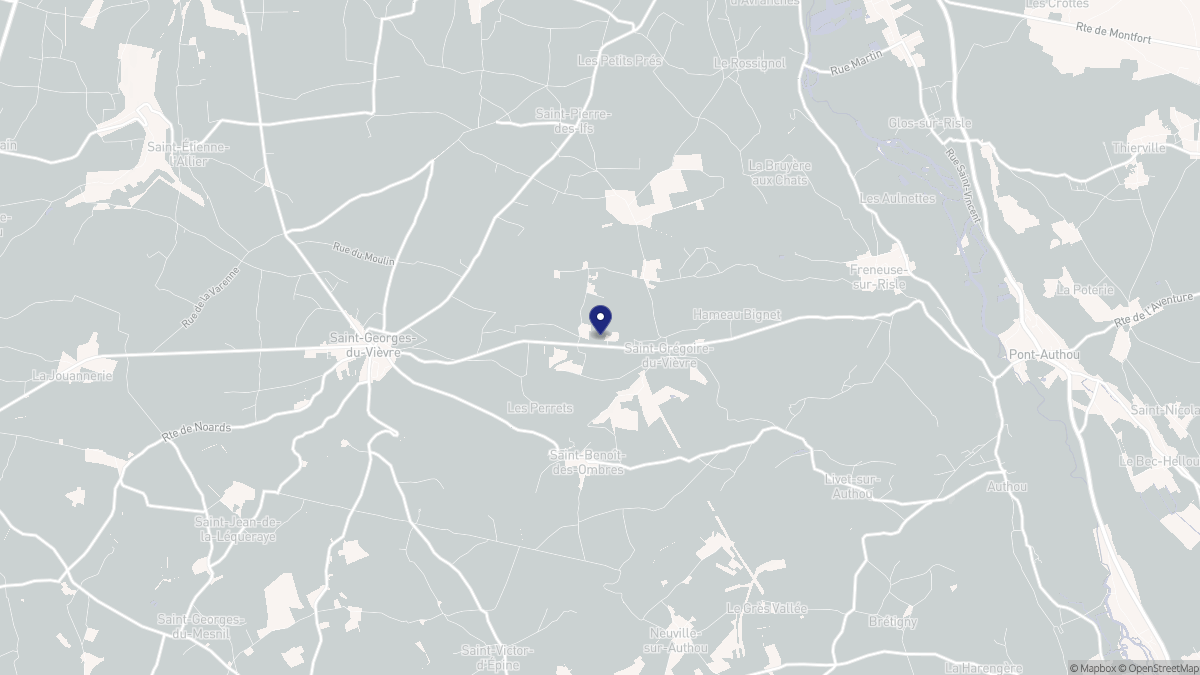 Aperçu cartographique de Saint-Grégoire-du-Vièvre, centré sur la commune