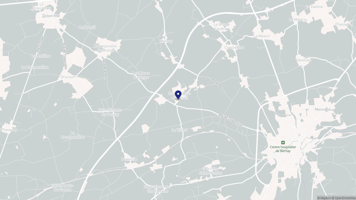 Aperçu cartographique de Saint-Martin-du-Tilleul, centré sur la commune