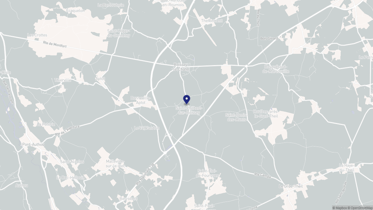 Aperçu cartographique de Saint-Philbert-sur-Boissey, centré sur la commune