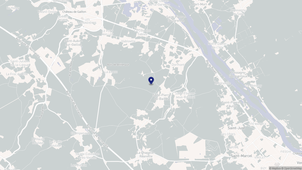 Aperçu cartographique de Saint-Pierre-de-Bailleul, centré sur la commune