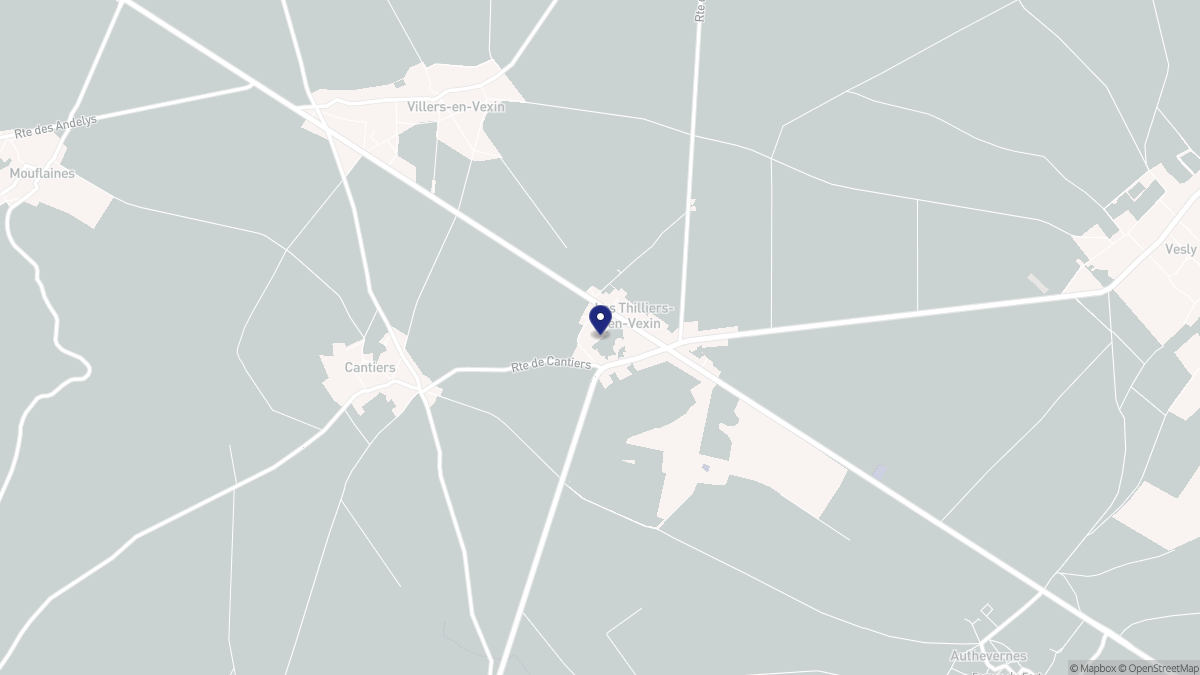 Aperçu cartographique de Les Thilliers-en-Vexin, centré sur la commune