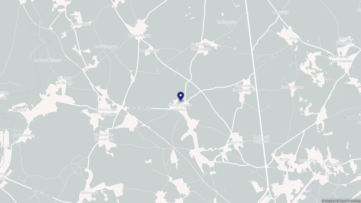 Aperçu cartographique de Tilleul-Dame-Agnès, centré sur la commune