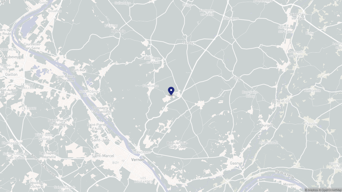 Aperçu cartographique de Tilly, centré sur la commune