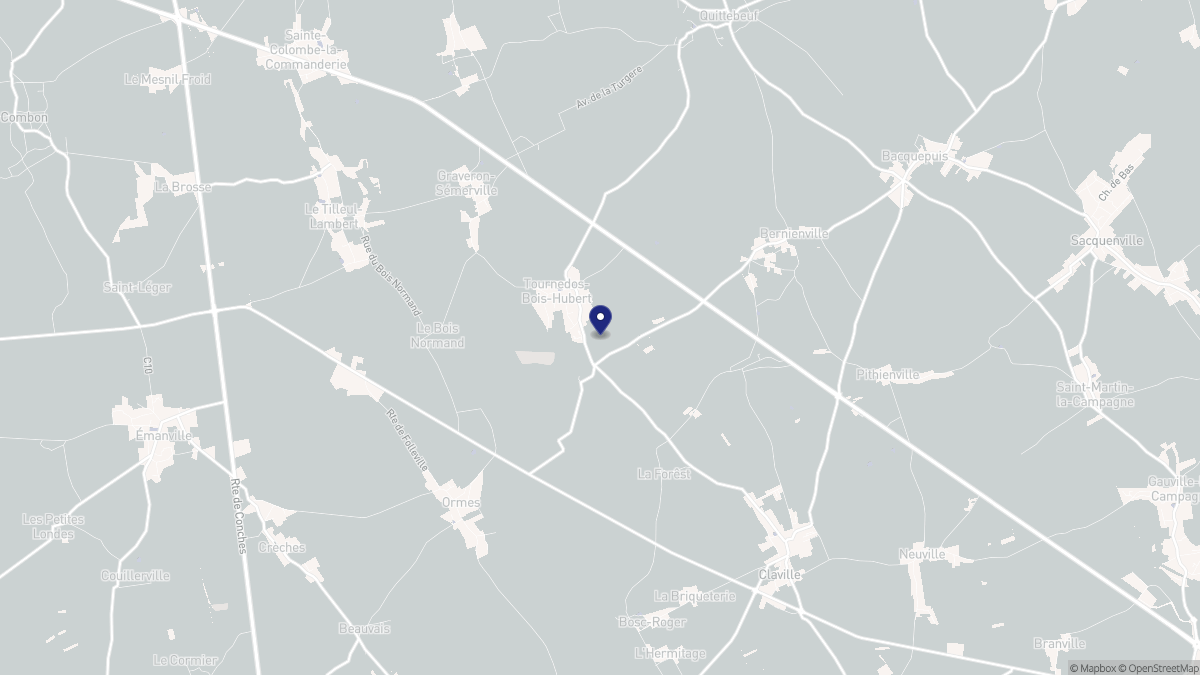 Aperçu cartographique de Tournedos-Bois-Hubert, centré sur la commune